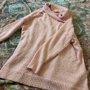 Women’s Plus Size Pink Turtleneck Sweater